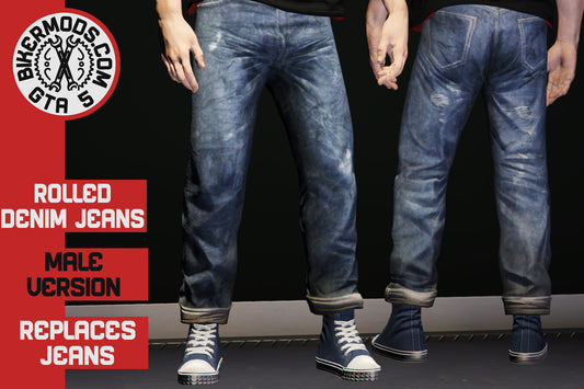 Rolled Blue Denim Jeans