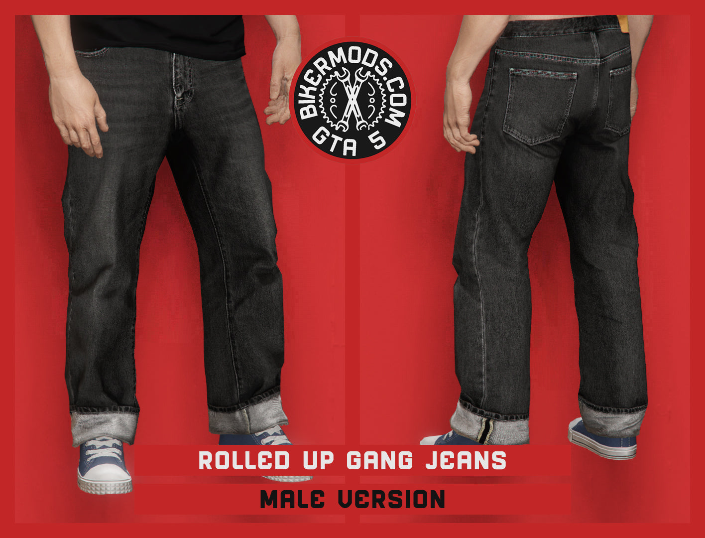 Rolled Up Gang Dark Jeans (Male)