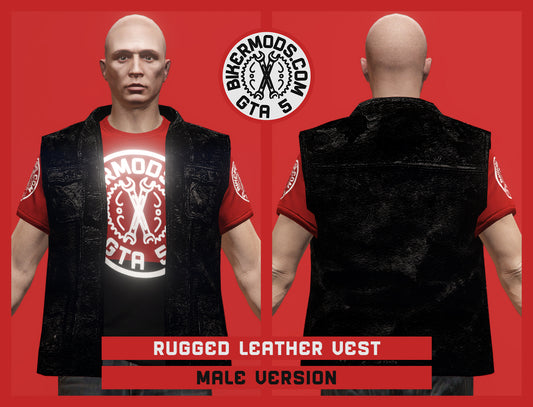 Rugged Black Leather Vest (Male)
