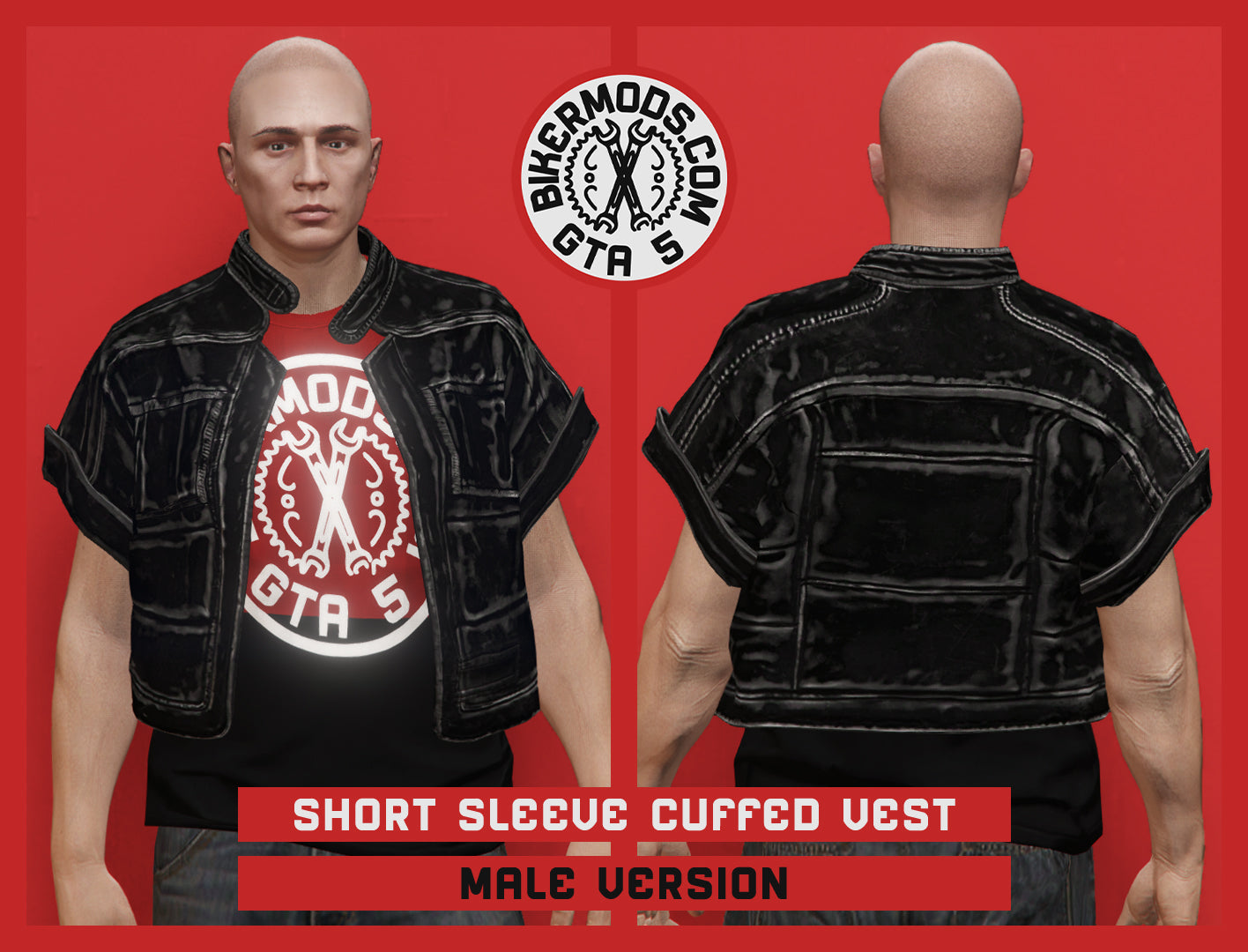Short Sleeve Cuffed Biker Vest (Male)
