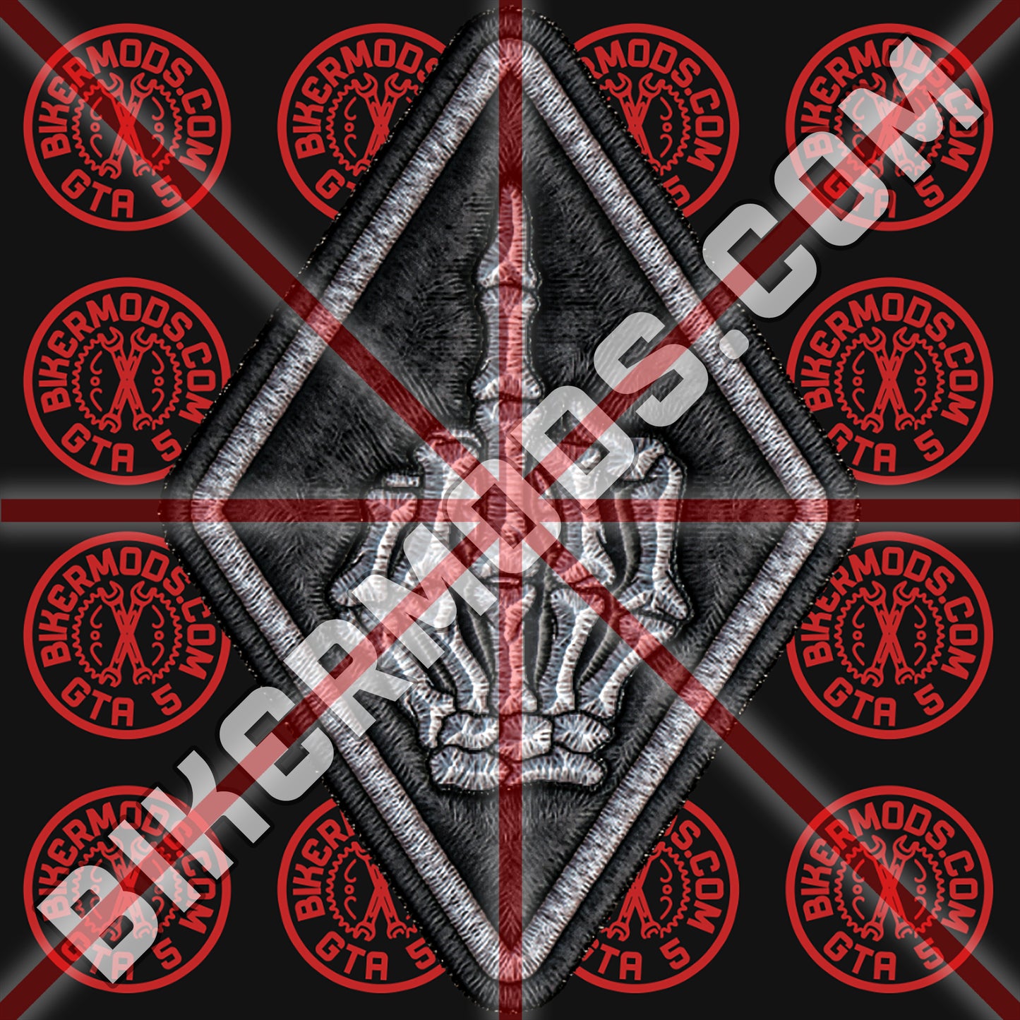 Skeleton Middle Finger Diamond Patch (Black)