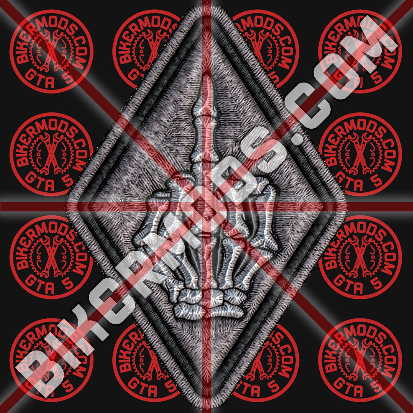 Skeleton Middle Finger Diamond Patch (Grey Gray)