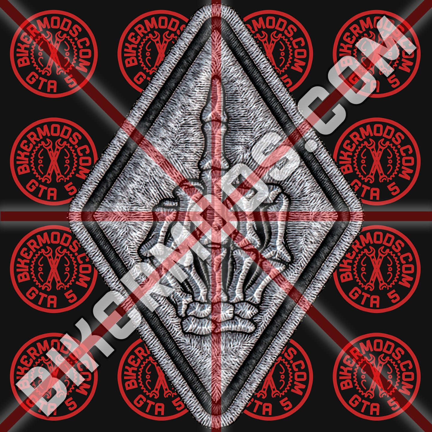 Skeleton Middle Finger Diamond Patch (White)