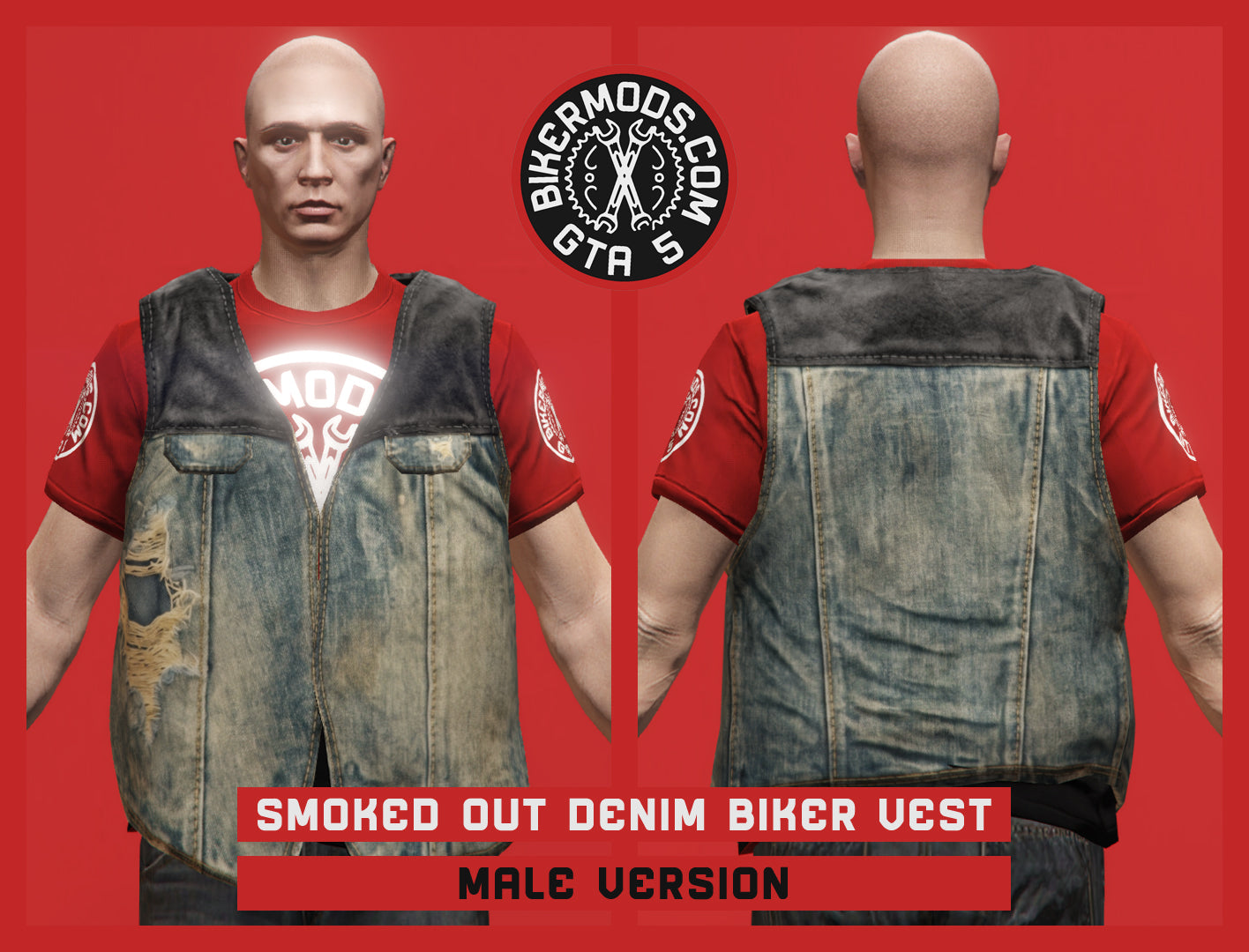 Smoked Out Denim Biker Vest (Male)