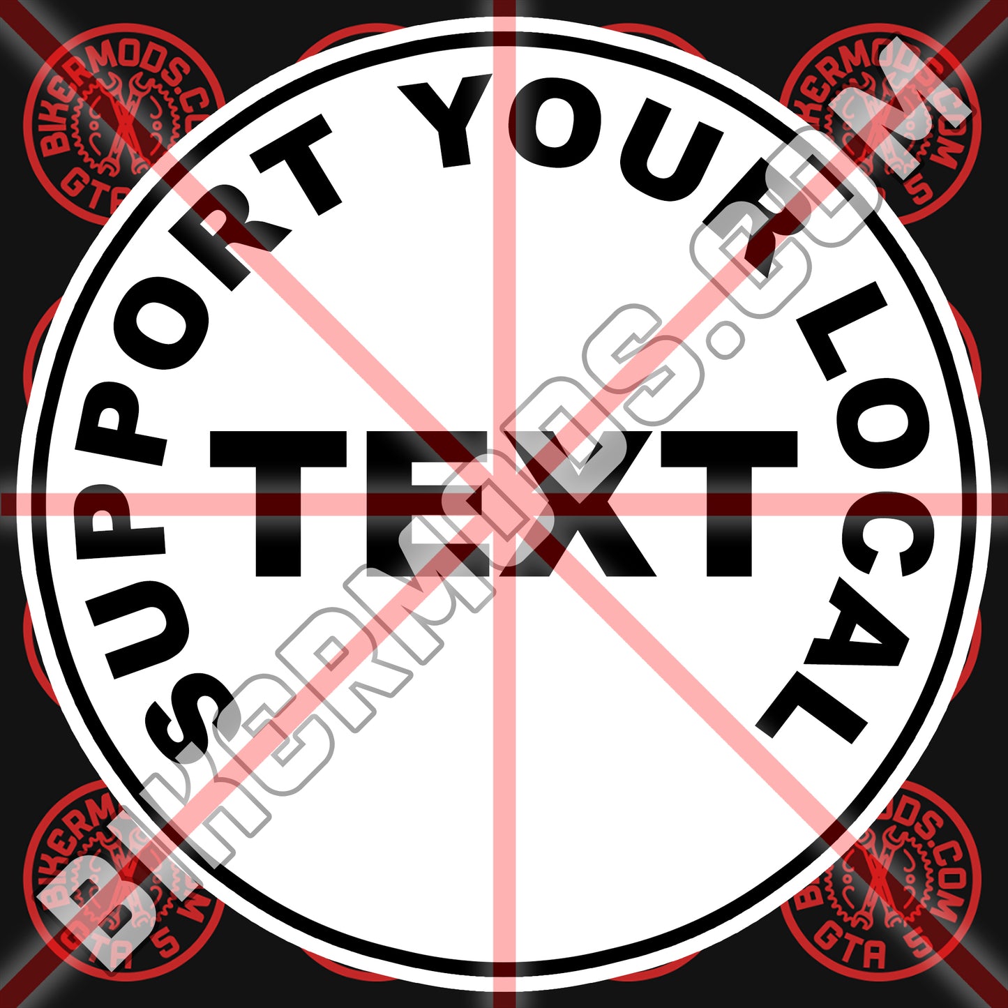 Support Your Local Motorcycle Club Patch Creator Template (Photoshop PSD File) Easy to Edit the Text Yourself!