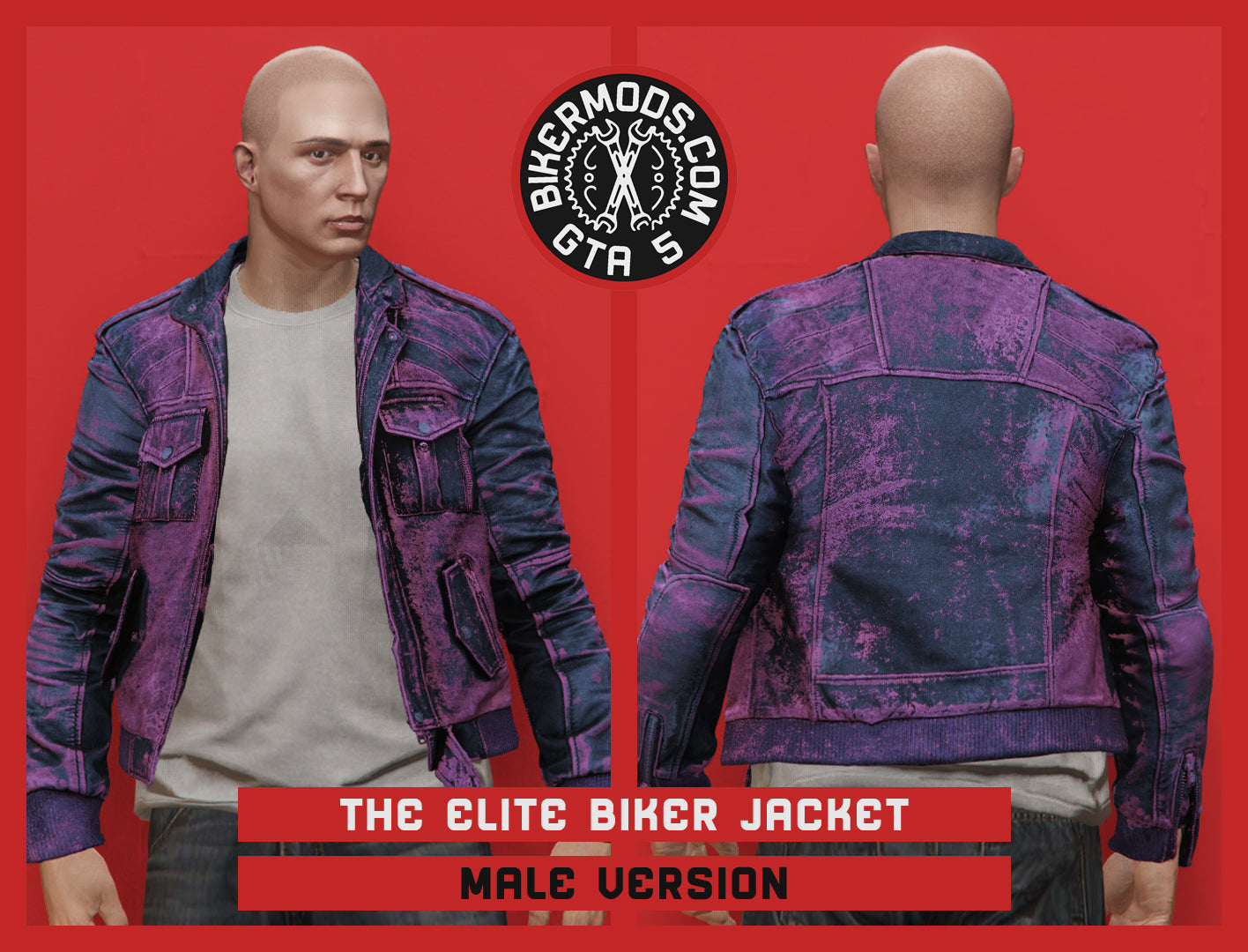 The Elite Biker Jacket (Male) Acid Wash Style