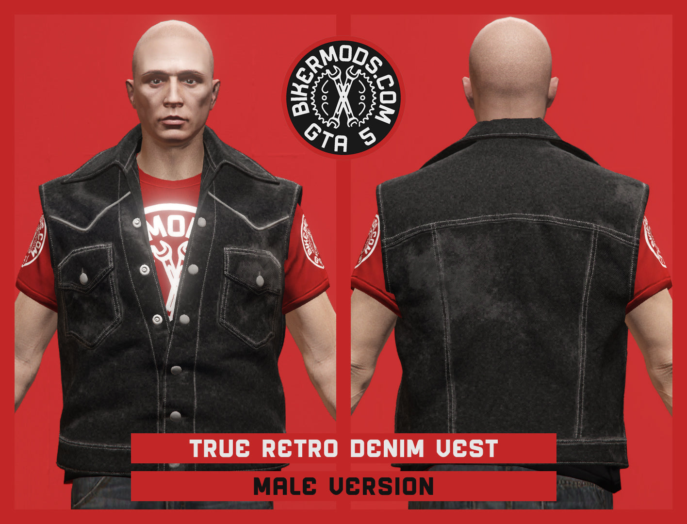 True Retro Black Denim Vest (Male)