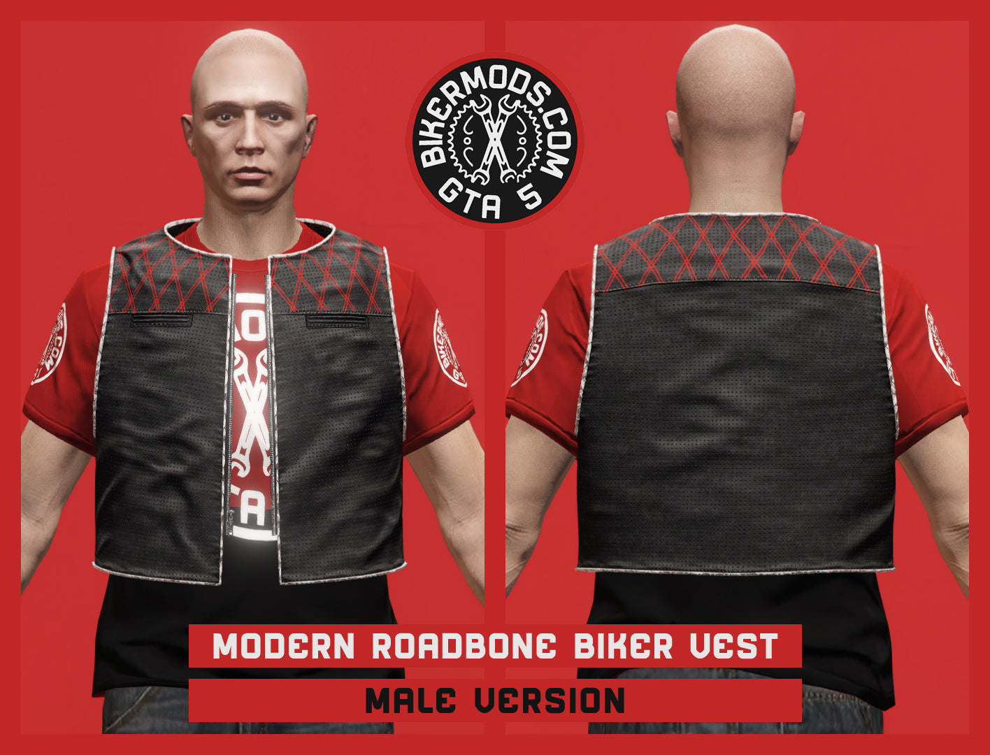 Two Tone Modern Roadbone Biker Vest (Male)