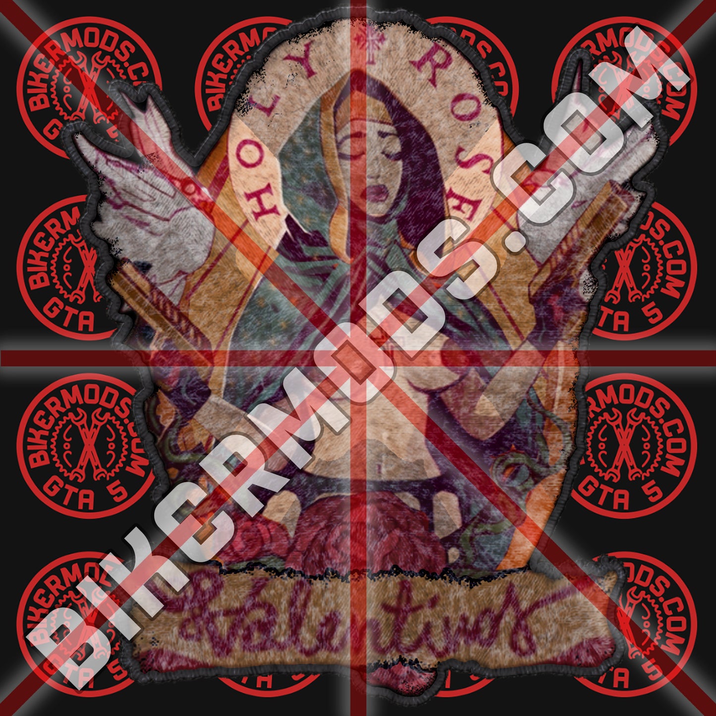 Valentinos Holy Roses (Full Patch) Worn Embroidery Cyber Style