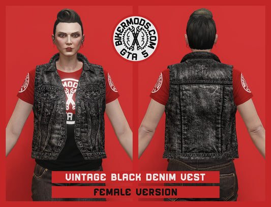 Vintage Black Denim Vest (Female)