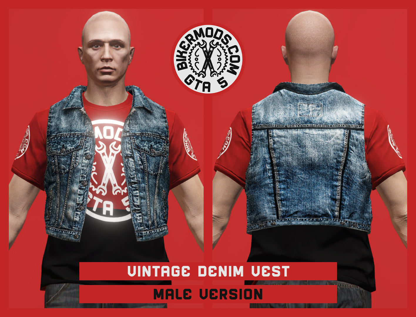 Vintage Blue Denim Vest (Male) Slim Style