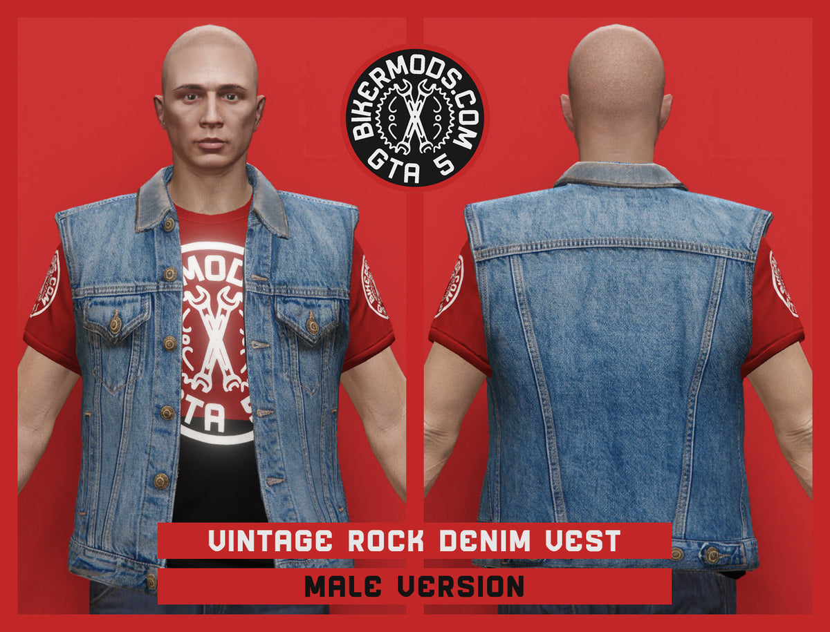 Vintage Rock Denim Vest (Male)