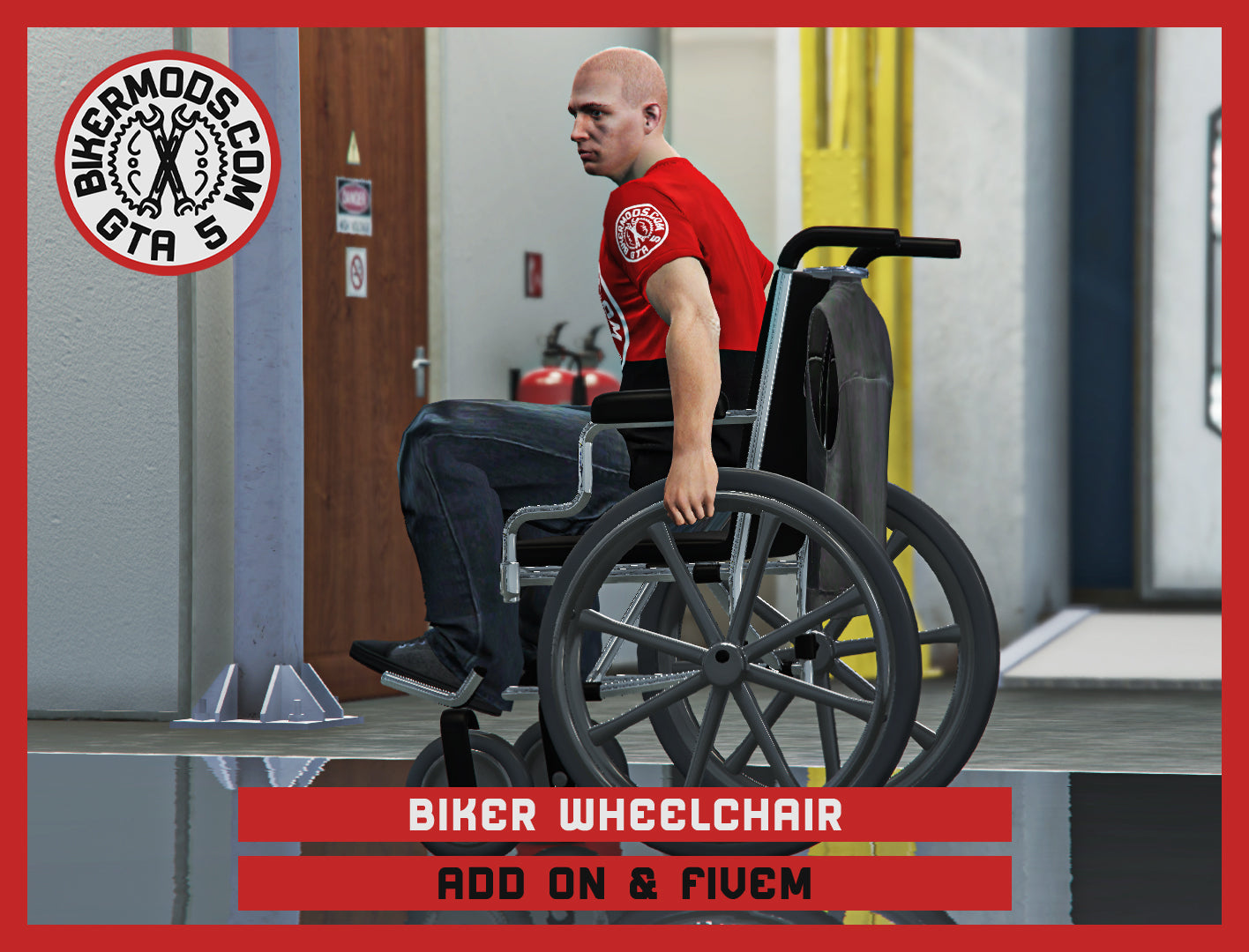 Biker Wheelchair (Add On & FiveM) with Biker Vest and Custom Handling / 178k Poly