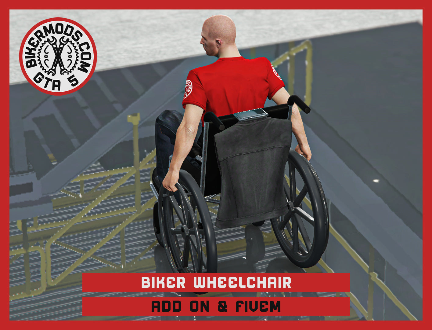 Biker Wheelchair (Add On & FiveM) with Biker Vest and Custom Handling / 178k Poly