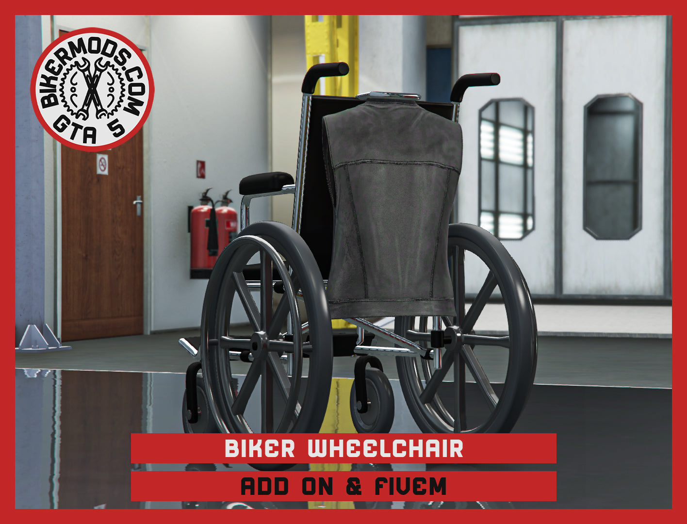 Biker Wheelchair (Add On & FiveM) with Biker Vest and Custom Handling / 178k Poly