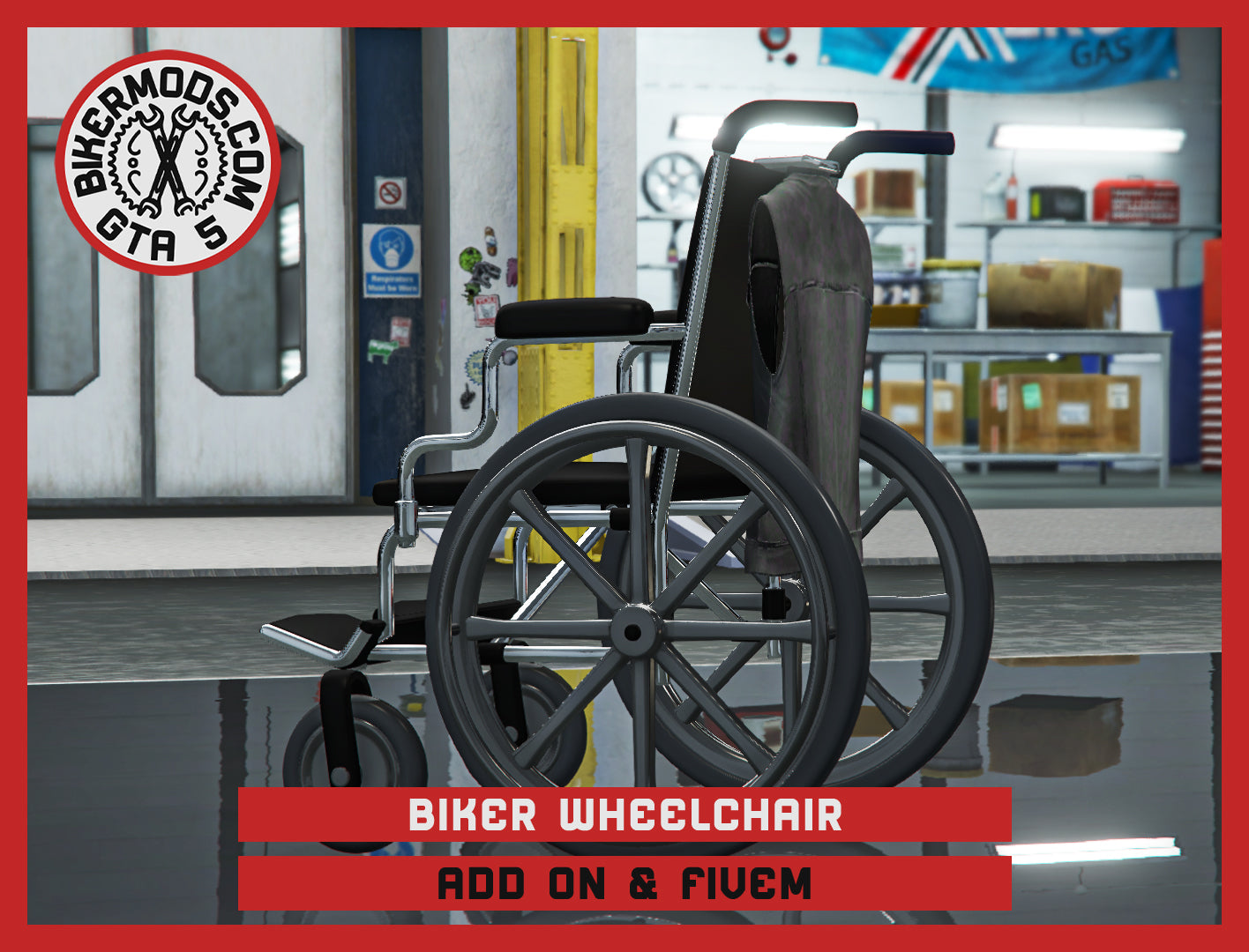 Biker Wheelchair (Add On & FiveM) with Biker Vest and Custom Handling / 178k Poly