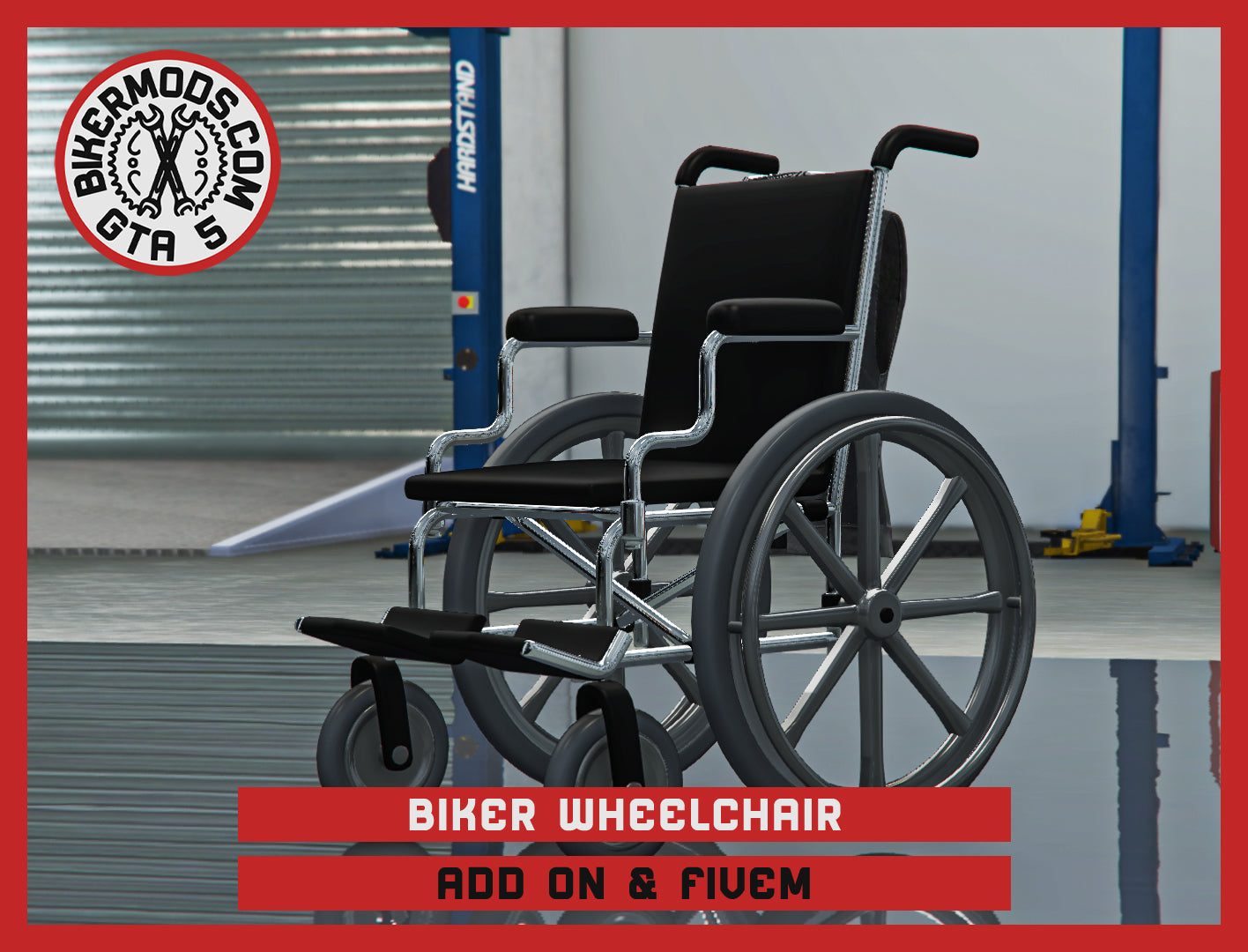 Biker Wheelchair (Add On & FiveM) with Biker Vest and Custom Handling / 178k Poly