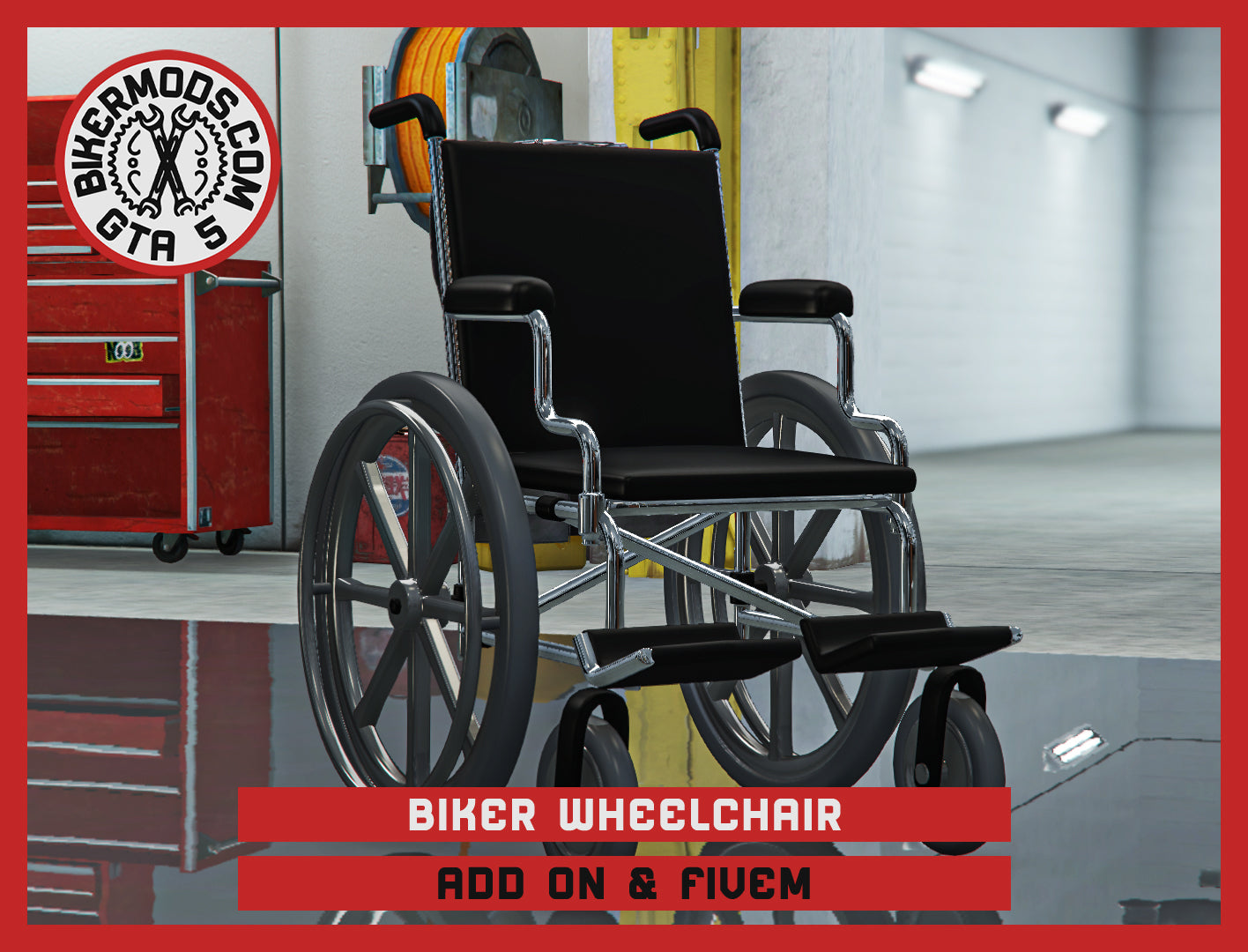 Biker Wheelchair (Add On & FiveM) with Biker Vest and Custom Handling / 178k Poly