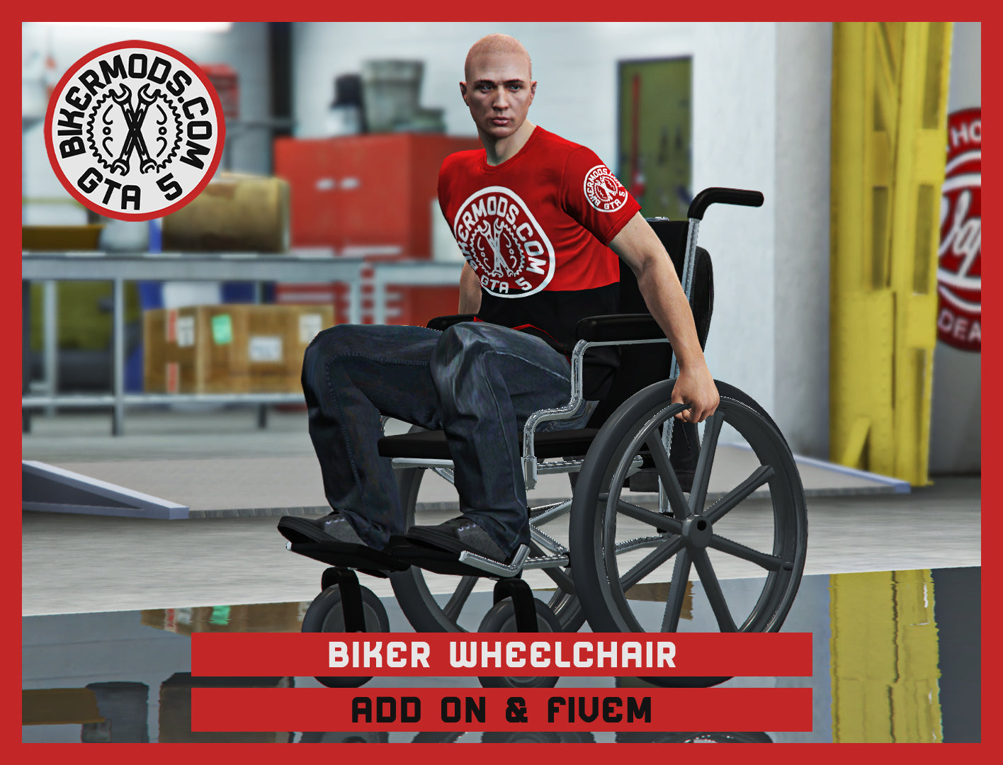 Biker Wheelchair (Add On & FiveM) with Biker Vest and Custom Handling / 178k Poly