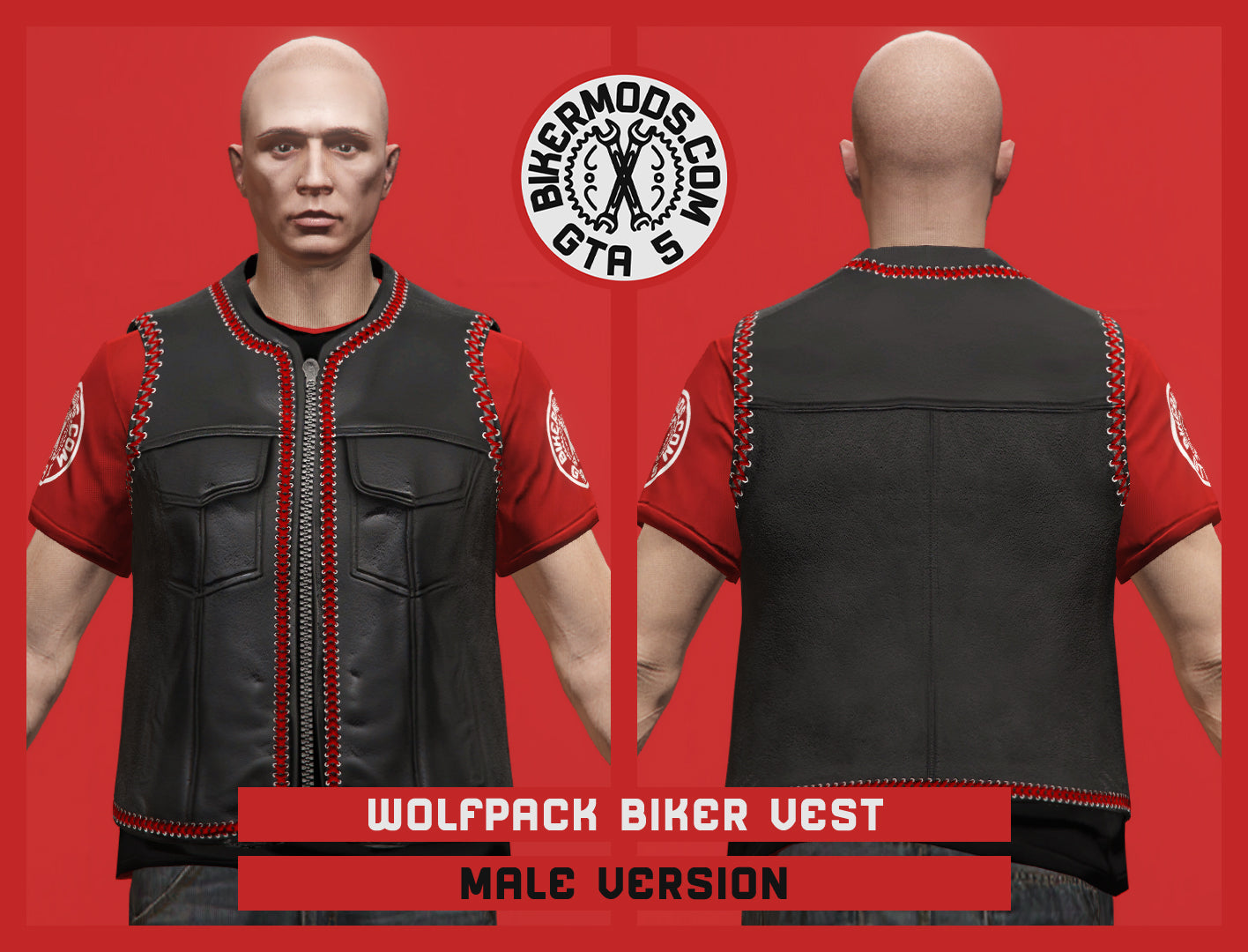 Wolfpack Biker Vest with Lace Trim (Male)