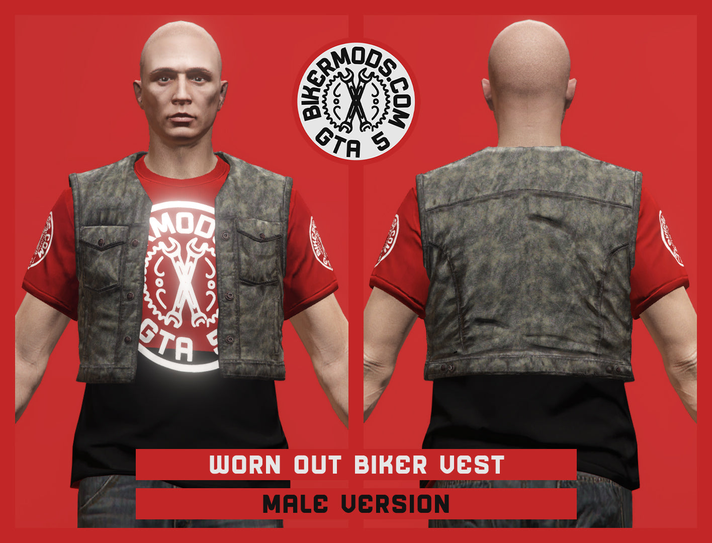 Worn Out Biker Vest (Male) – GTA 5 Bikermods