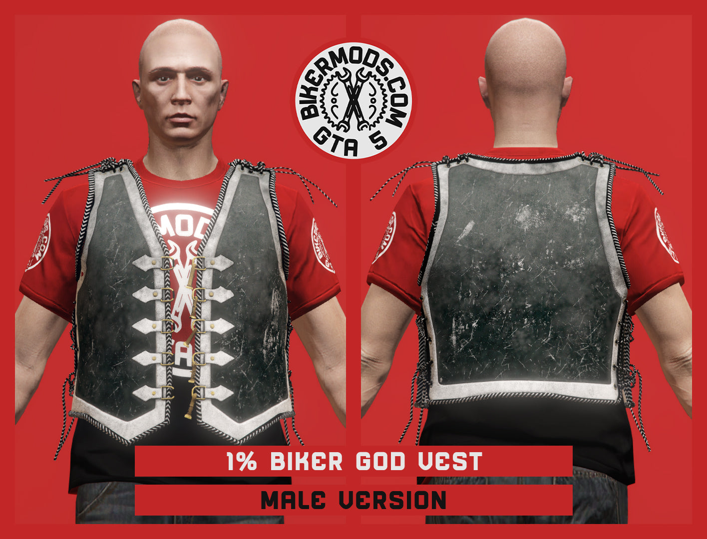 1% Biker God Vest Open Style (Male) Worn