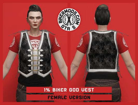 1% Biker God Vest (Female) Black and White Trim