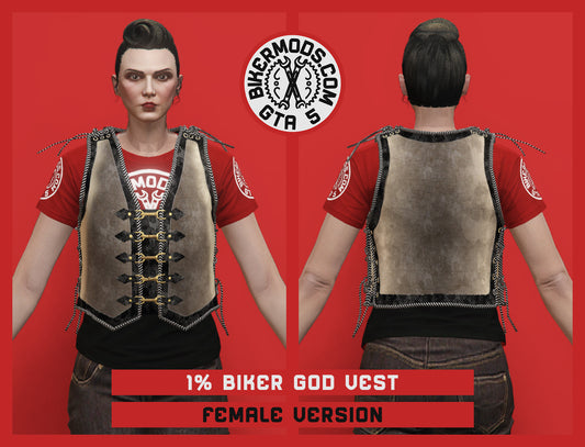 1% Biker God Vest (Female) Brown and Black Trim