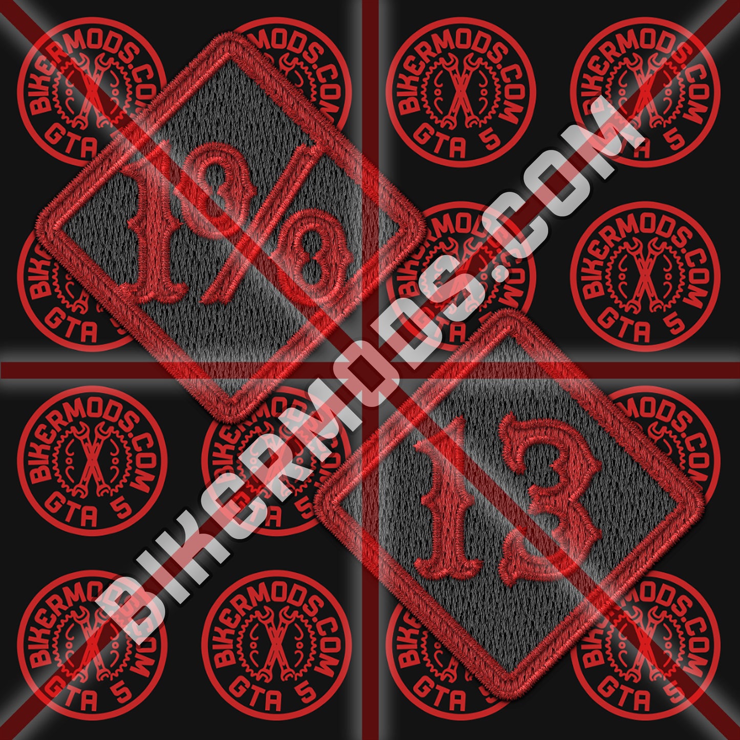 1% and 13 Patch Set (Black and Red)