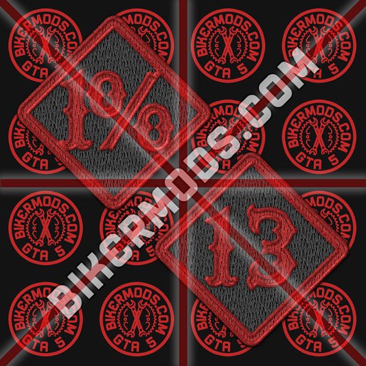 1% and 13 Patch Set (Black and Red)