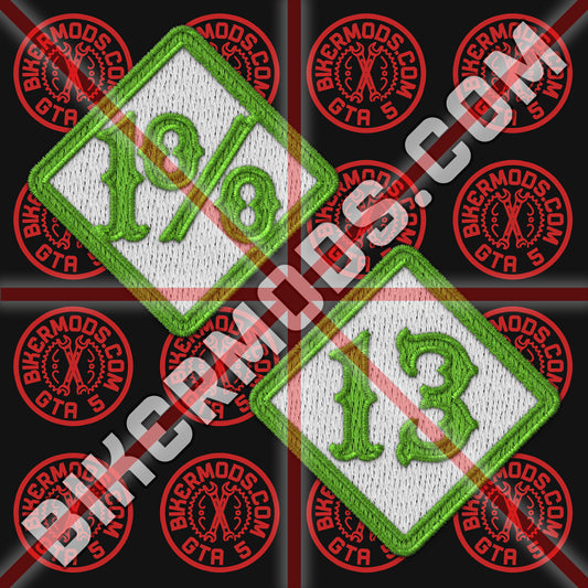 1% and 13 Patch Set (White and Green)
