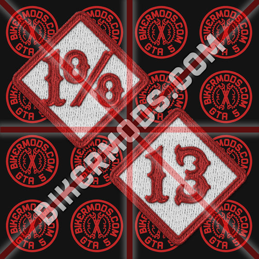 1% and 13 Patch Set (White and Red)