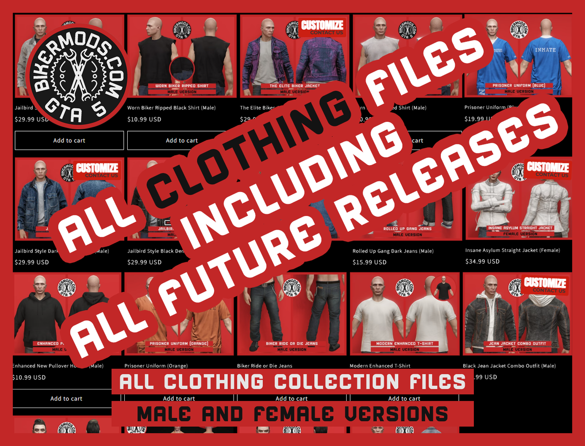 All Clothing Products - DISCOUNTED BULK BUNDLE (INCLUDING FUTURE RELEASES)