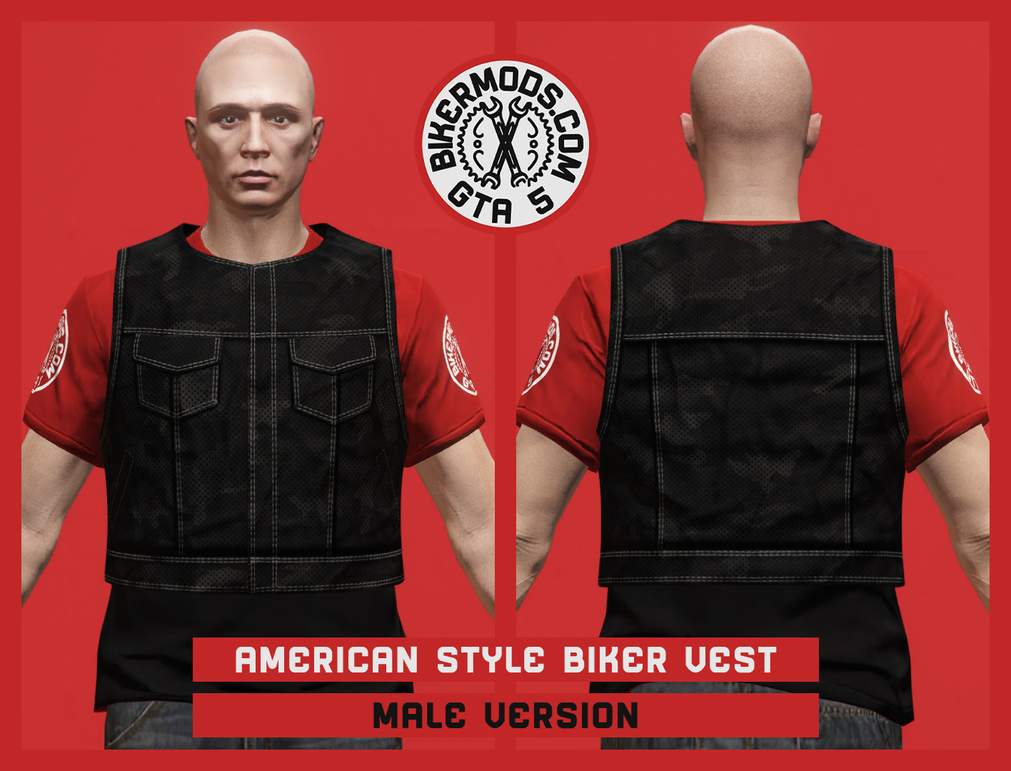 American Style Biker Vest (Male) No Collar