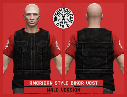 American Style Biker Vest (Male) No Collar