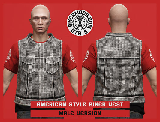 American Style Biker Vest (Male) Standard Length Urban Camo