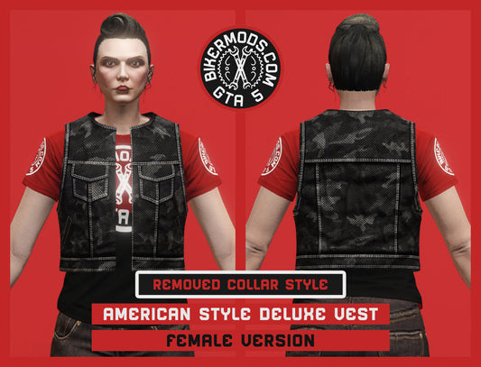 American Style Deluxe Biker Vest (Female) No Collar Open Style