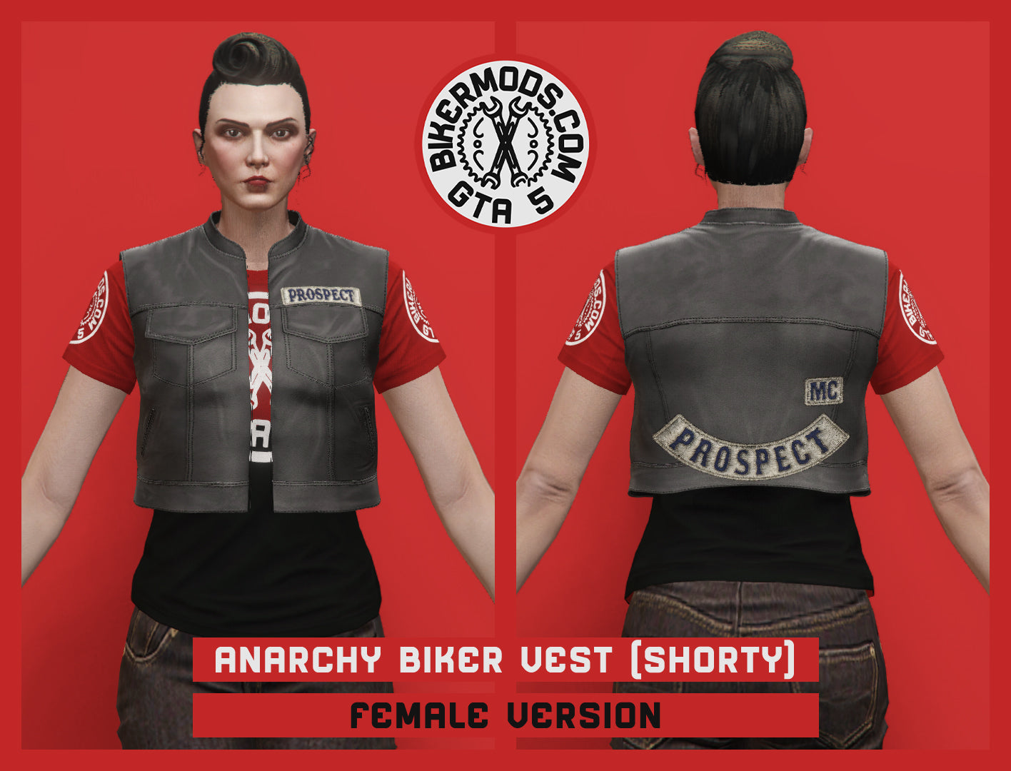Anarchy Biker Vest (Female) Shorty Style (Sons of Anarchy MC Prospect)
