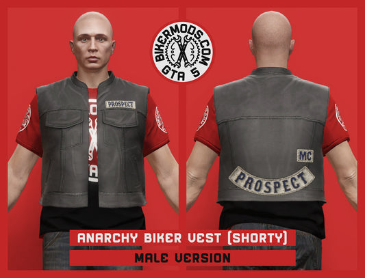 Anarchy Biker Vest (Male) Shorty Style (Sons of Anarchy MC Prospect)