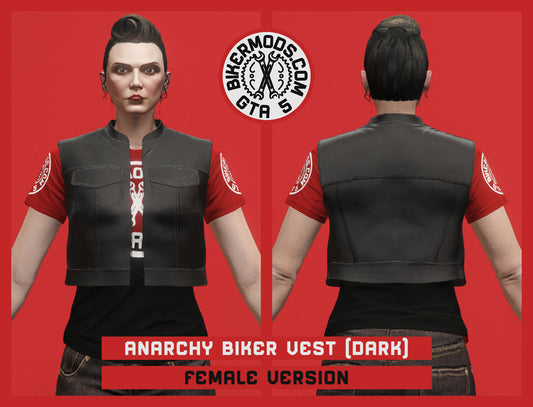 Anarchy Biker Vest (Female) Dark Leather Shorty Style