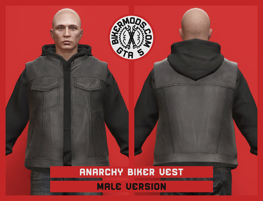 Anarchy Biker Vest (Male Hoodie Size) 2 Versions Included (Hoodie Up / Hoodie Down)