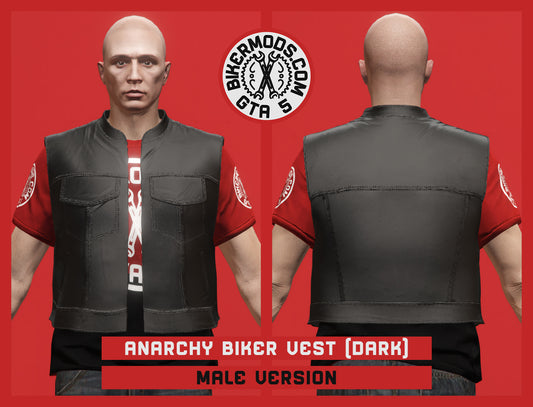 Anarchy Biker Vest (Male) Dark Leather Shorty Style
