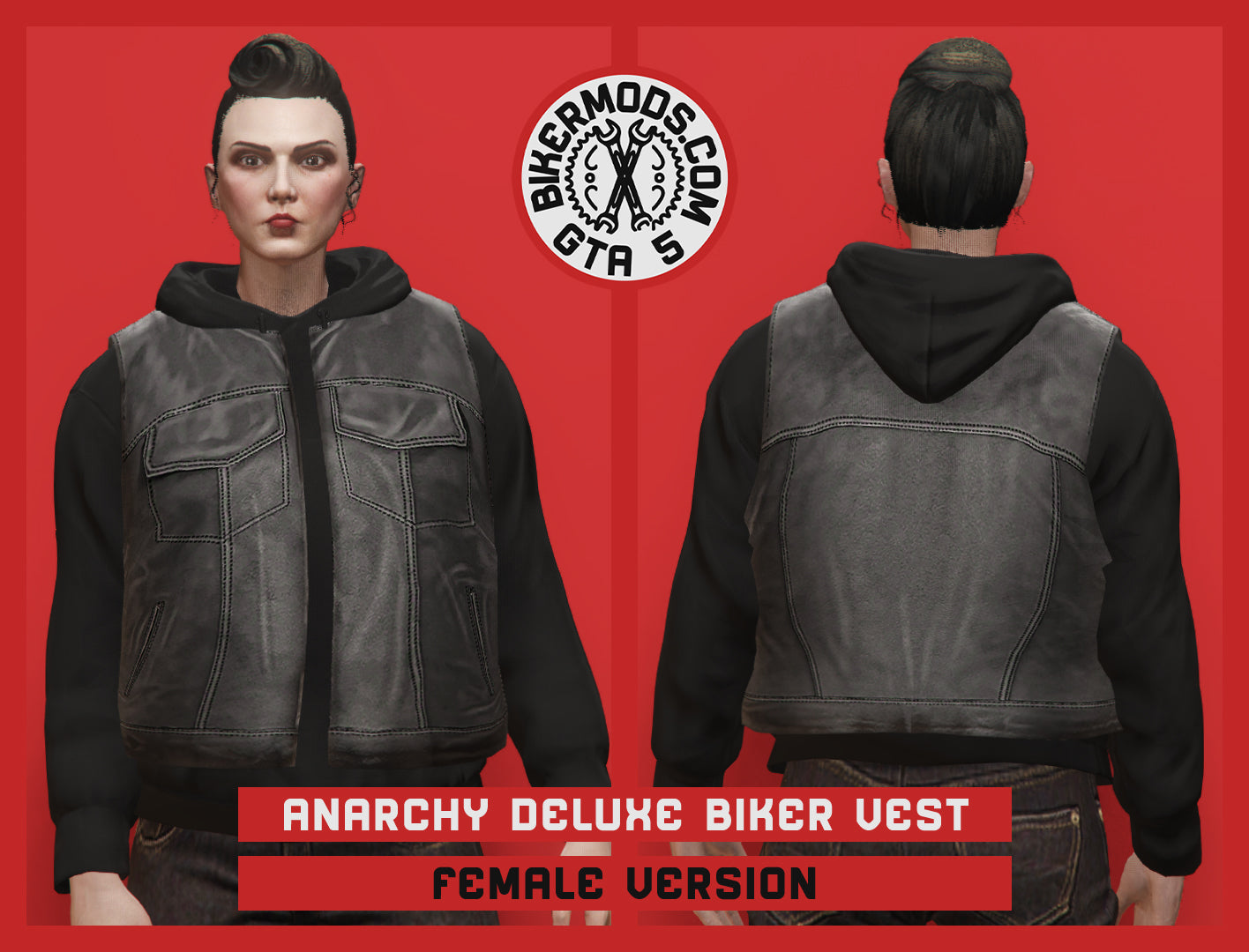 Anarchy Deluxe Biker Vest (Female) Pullover Hoodie Fit