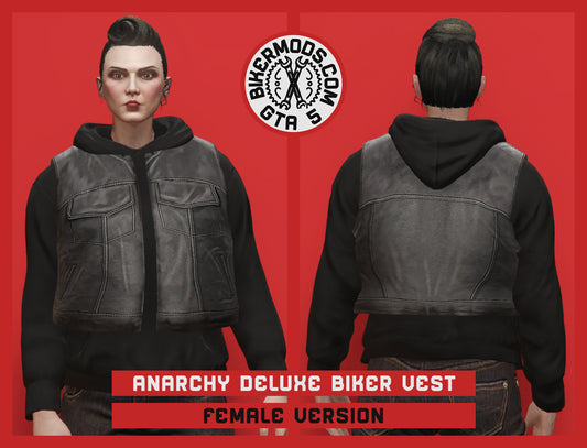 Anarchy Deluxe Biker Vest (Female) Pullover Hoodie Fit Shorty Style