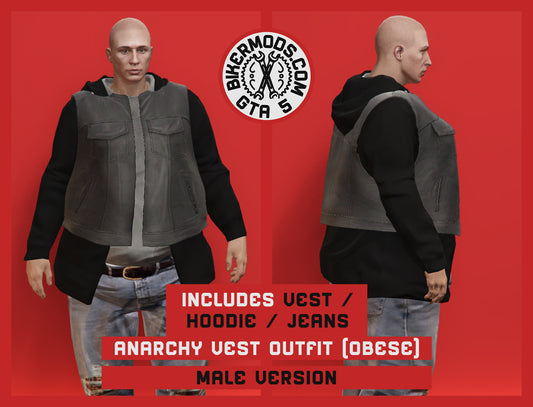 Anarchy Biker Vest Outfit (Obese) Includes Custom Top, Bottom, Vest