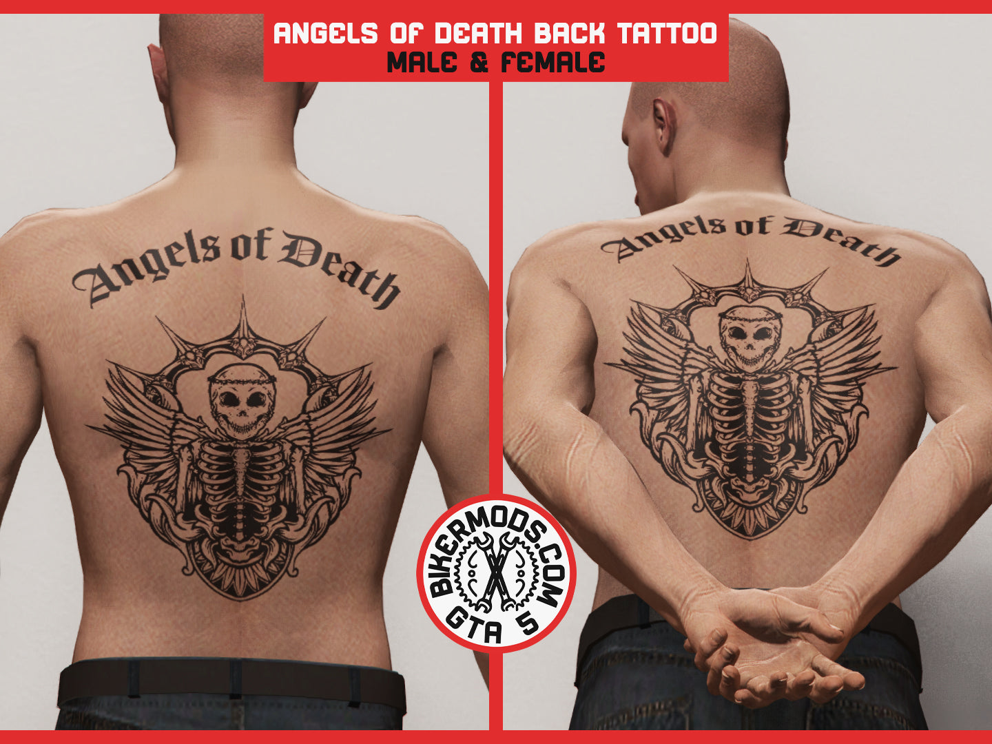 Angels of Death MC Alternate Style Back Tattoo