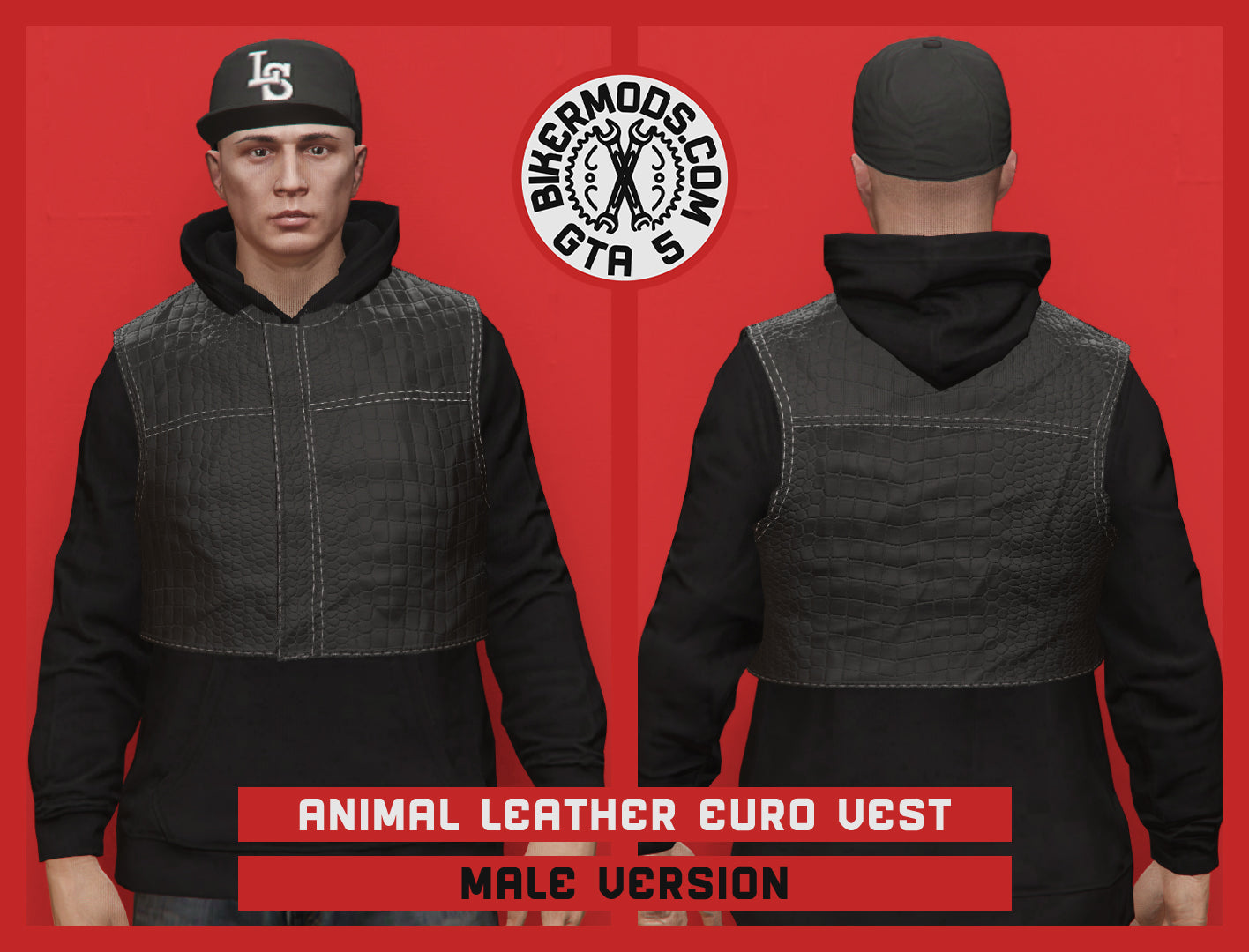 Animal Leather Euro Shorty Dark Style Vest (Male) Hoodie Fit
