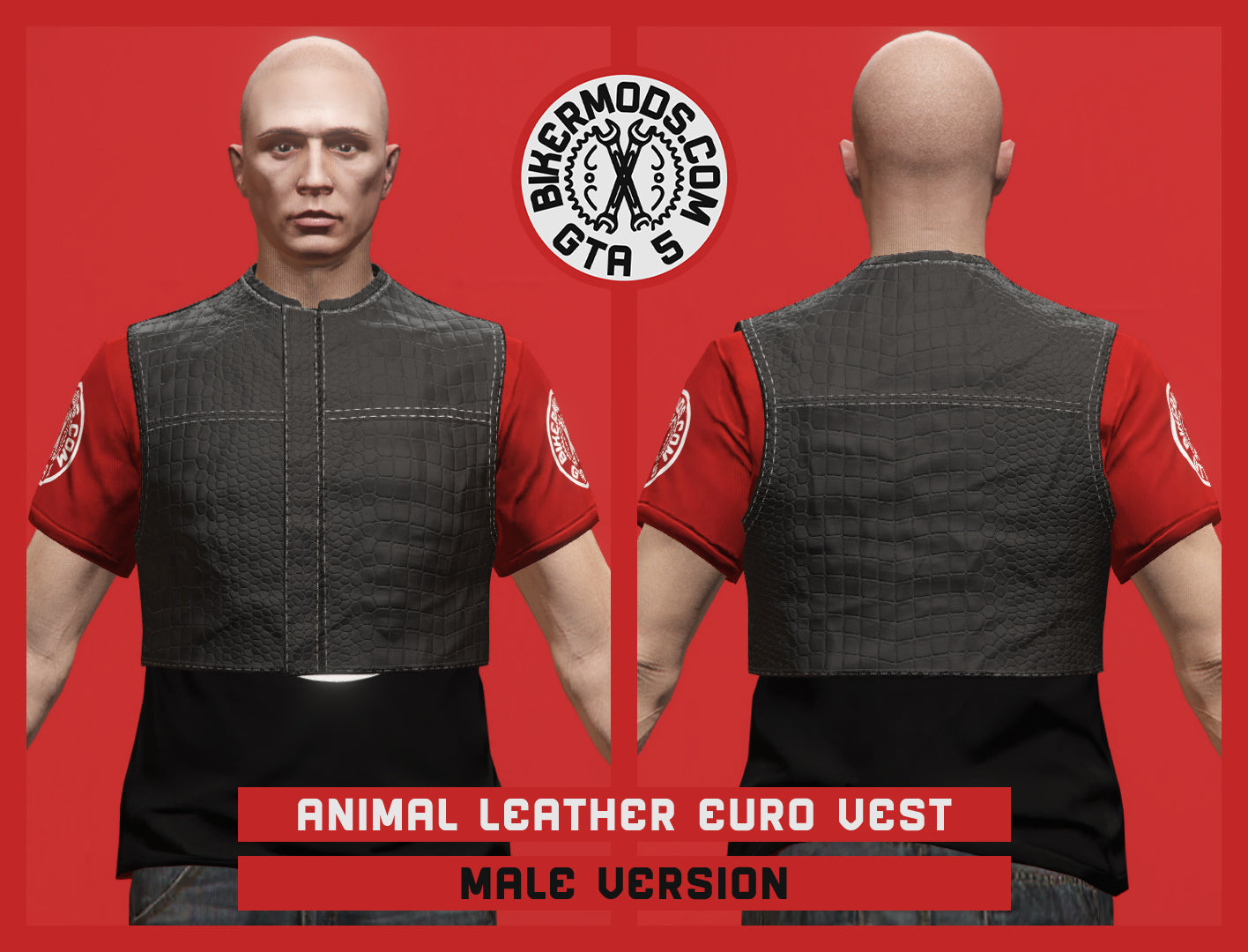 Animal Leather Euro Shorty Style Vest (Male) Dark Style