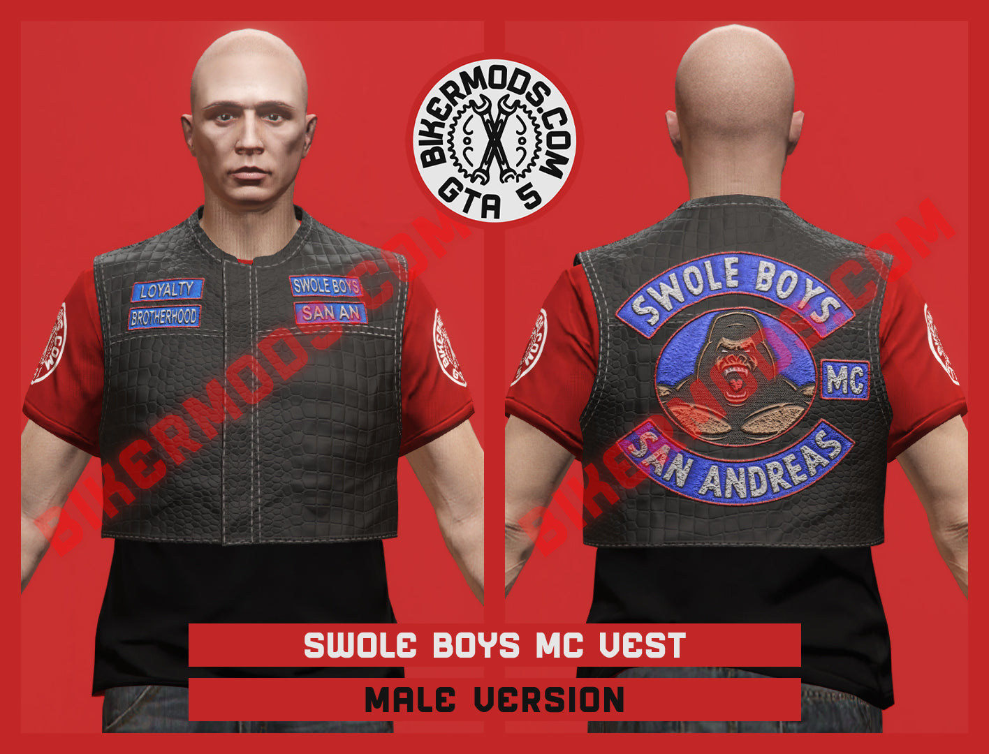 Animal Leather Euro Vest (Male) Swole Boys MC Style