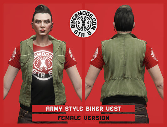 Army Style Biker Vest (Female) Shorty Style